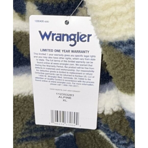 WRANGLER 1/4 ZIP SHERPA ALPINE PULLOVER Men’s XL Green Western Cowboy Southwest - Picture 6 of 9